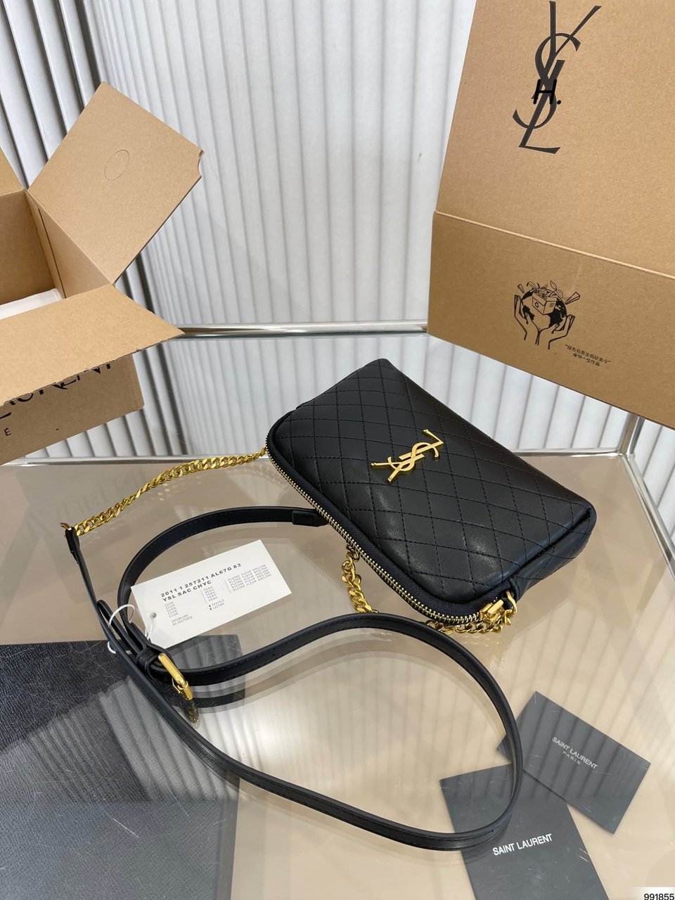 Saint Laurent Gaby Zipped Pouch In Quilted view 6