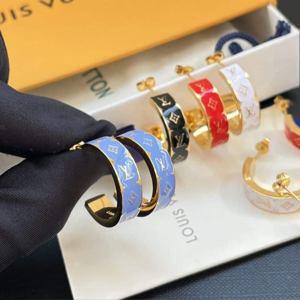 Louis Vuitton Nanogram Enamel Earrings Blue M01832 view 3