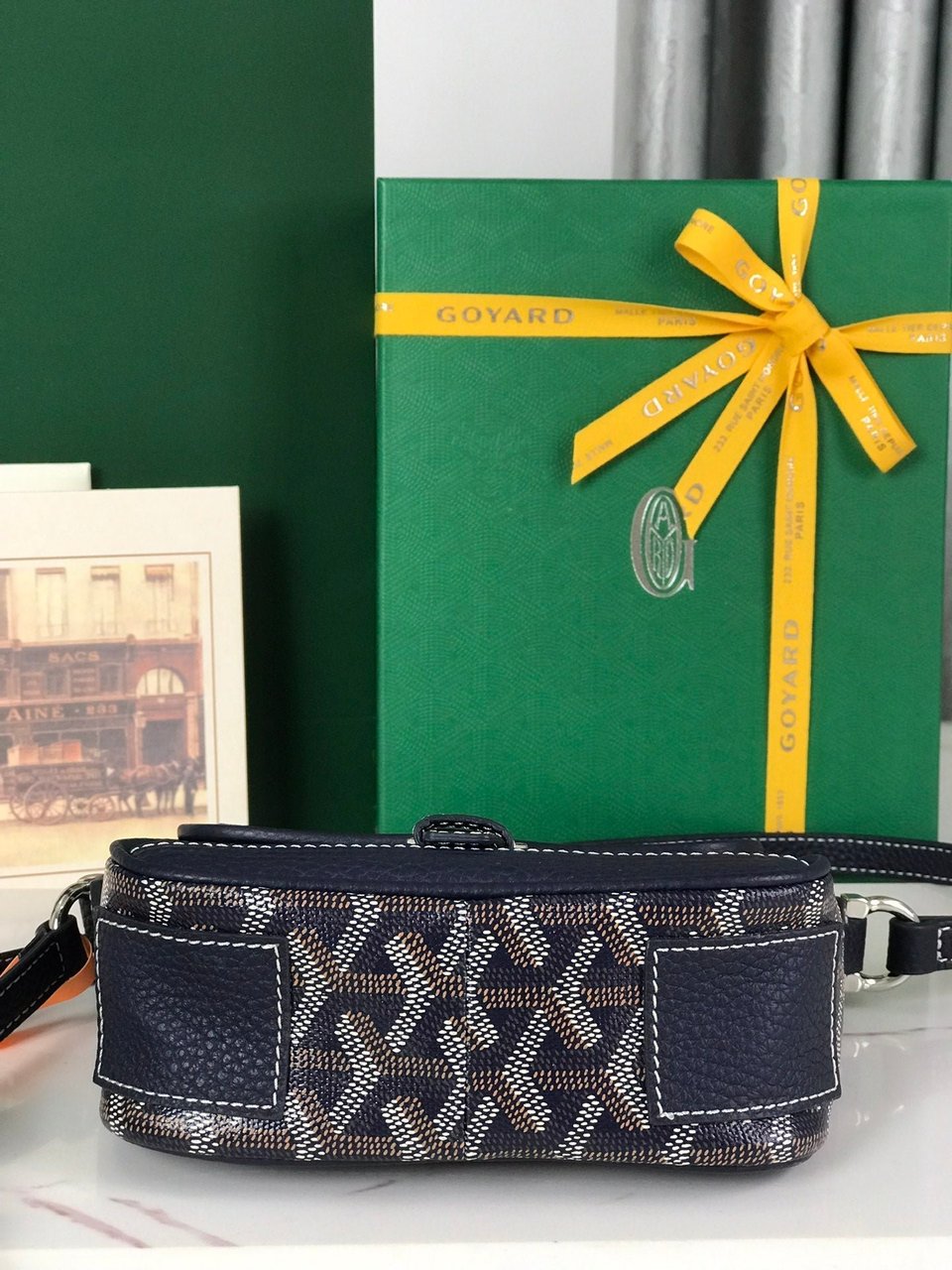 Goyard Grand Bleu 16 Cm Navy Blue Goyardine Canvas And Lambskin view 9