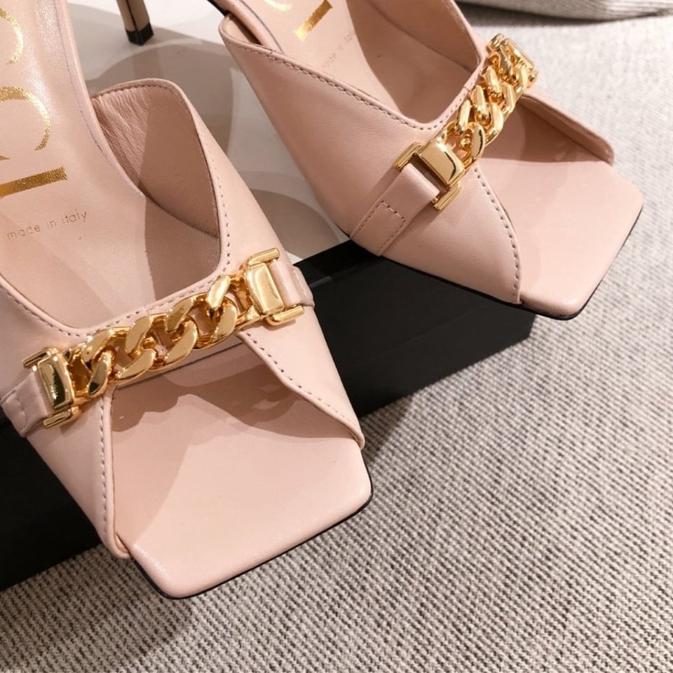Gucci Sylvie Chain Mule Sandals Pink view 8