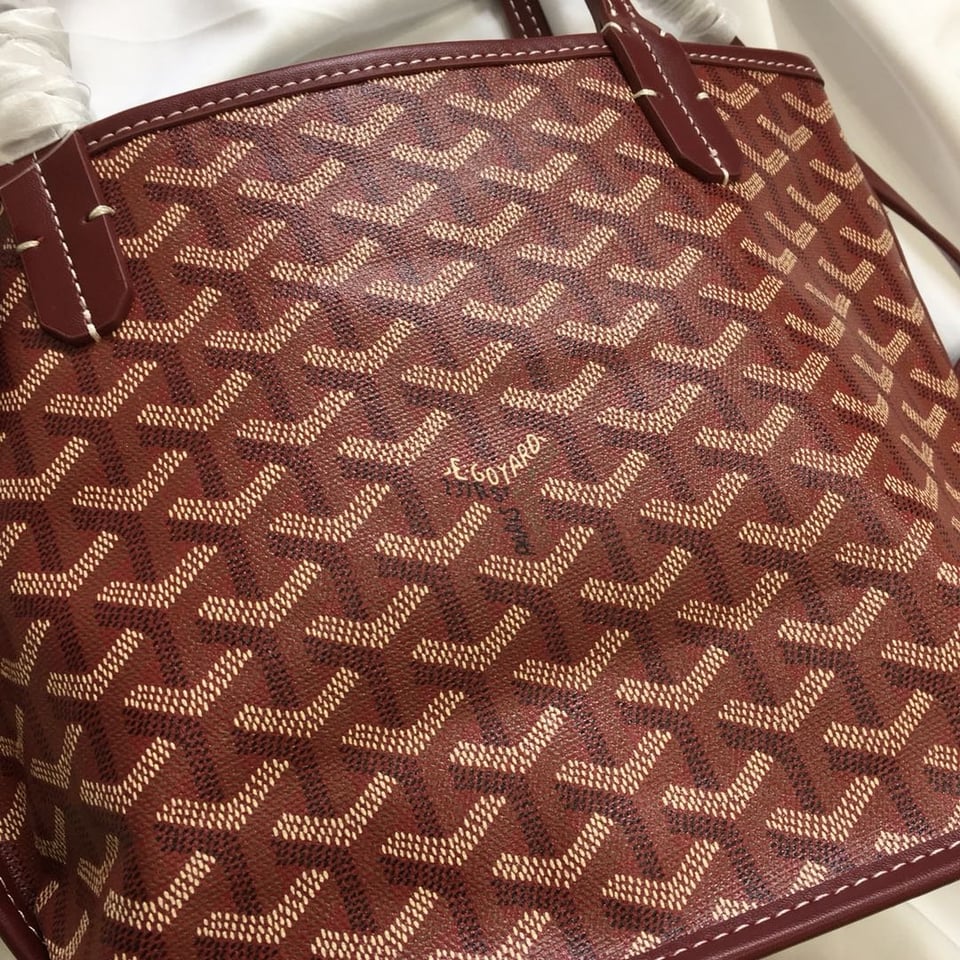 Goyard Anjou Mini Bag 20cm Burgundy Canvas view 3