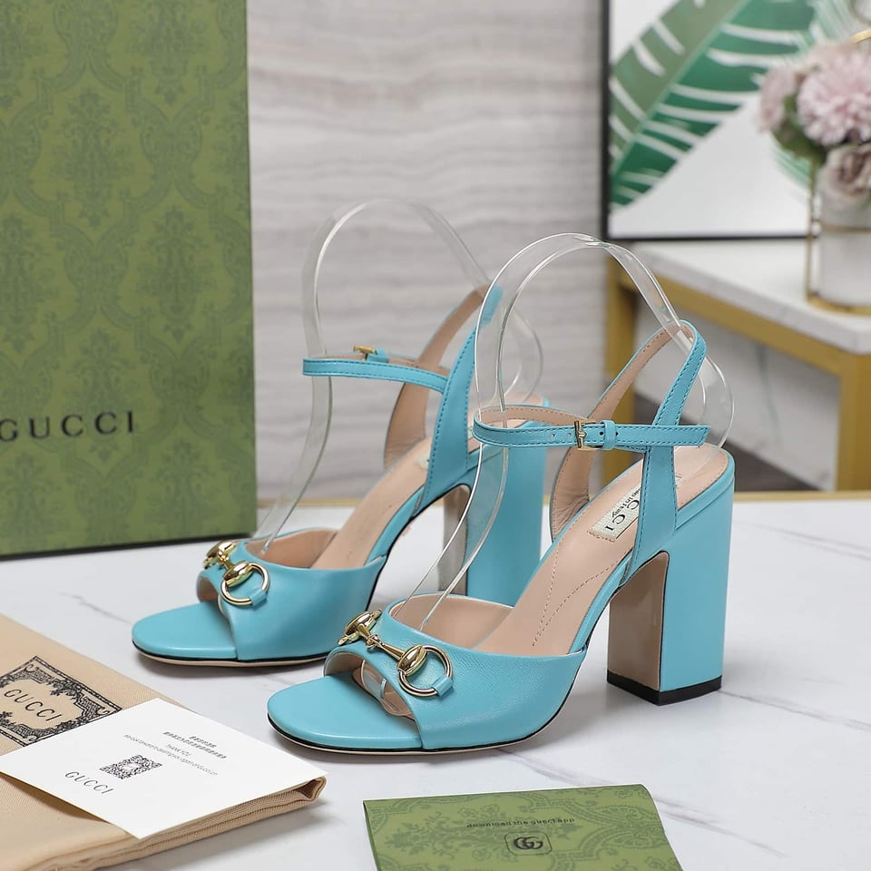 Gucci Women’S Horsebit High Heel Sandal Blue ?771600 C9D00 4728 view 4