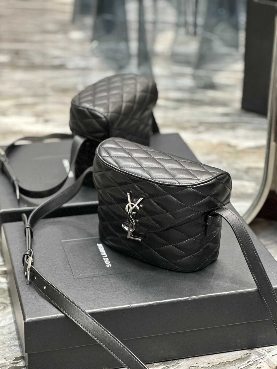 Saint Laurent June Box Bag In Quilted Black view 5
