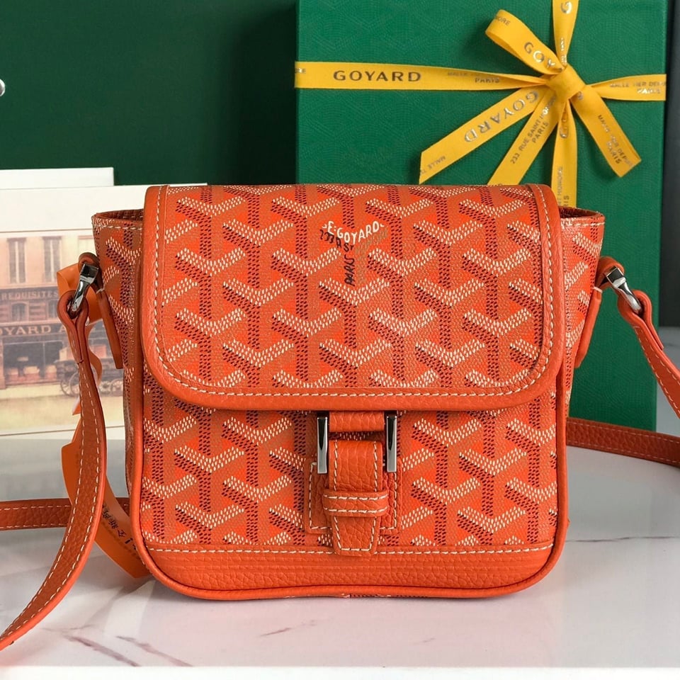 Goyard Grand Bleu 16 Cm Orange Goyardine Canvas And Lambskin view 2