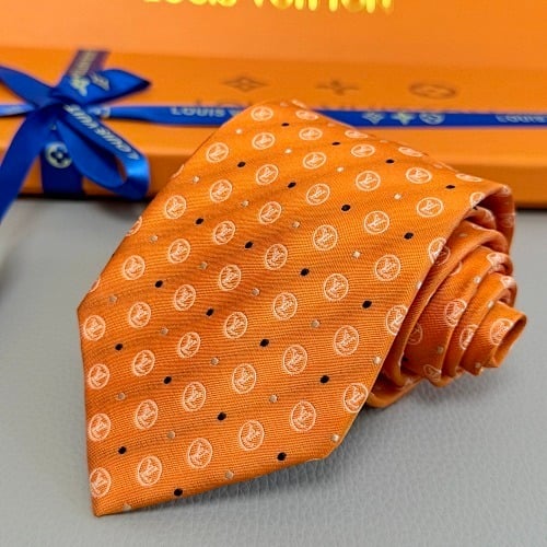 Louis Vuitton Orange Monogram Polka Dot Canvas Tie For Men view 2