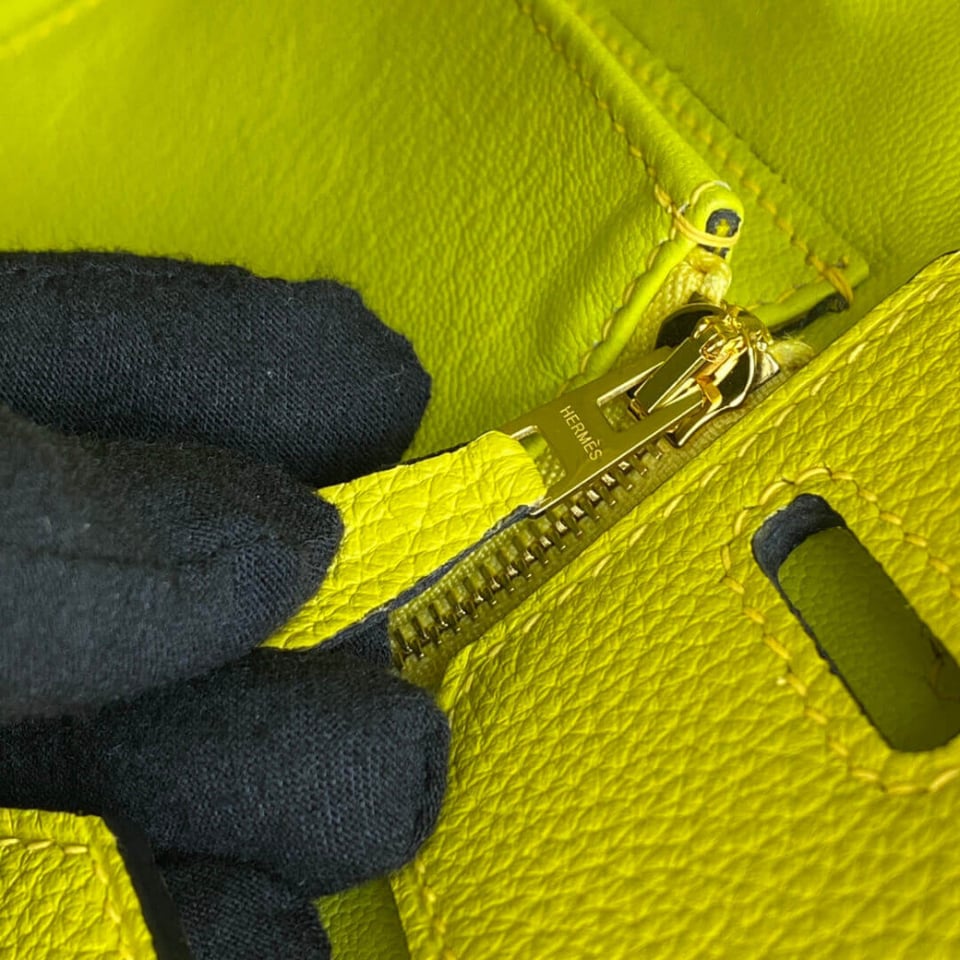 Hermes Birkin 30 Bag Lime Gold Hardware Togo Leather view 15