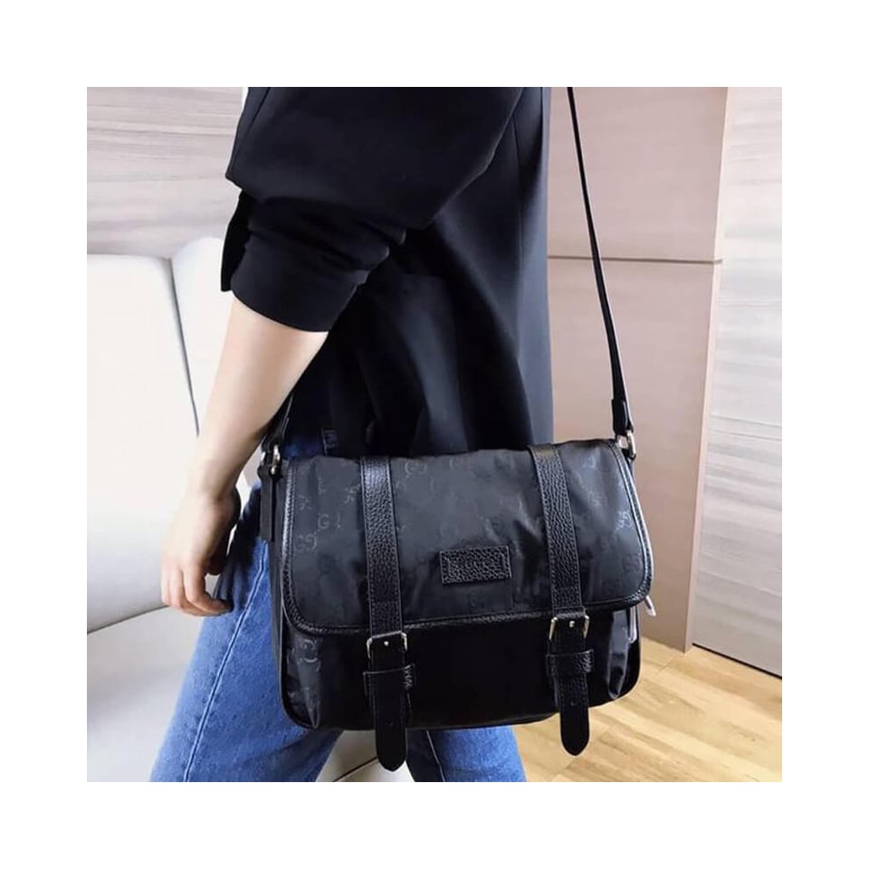 Gucci GG Guccissima Black Nylon Small Messenger Bag 510335 view 4