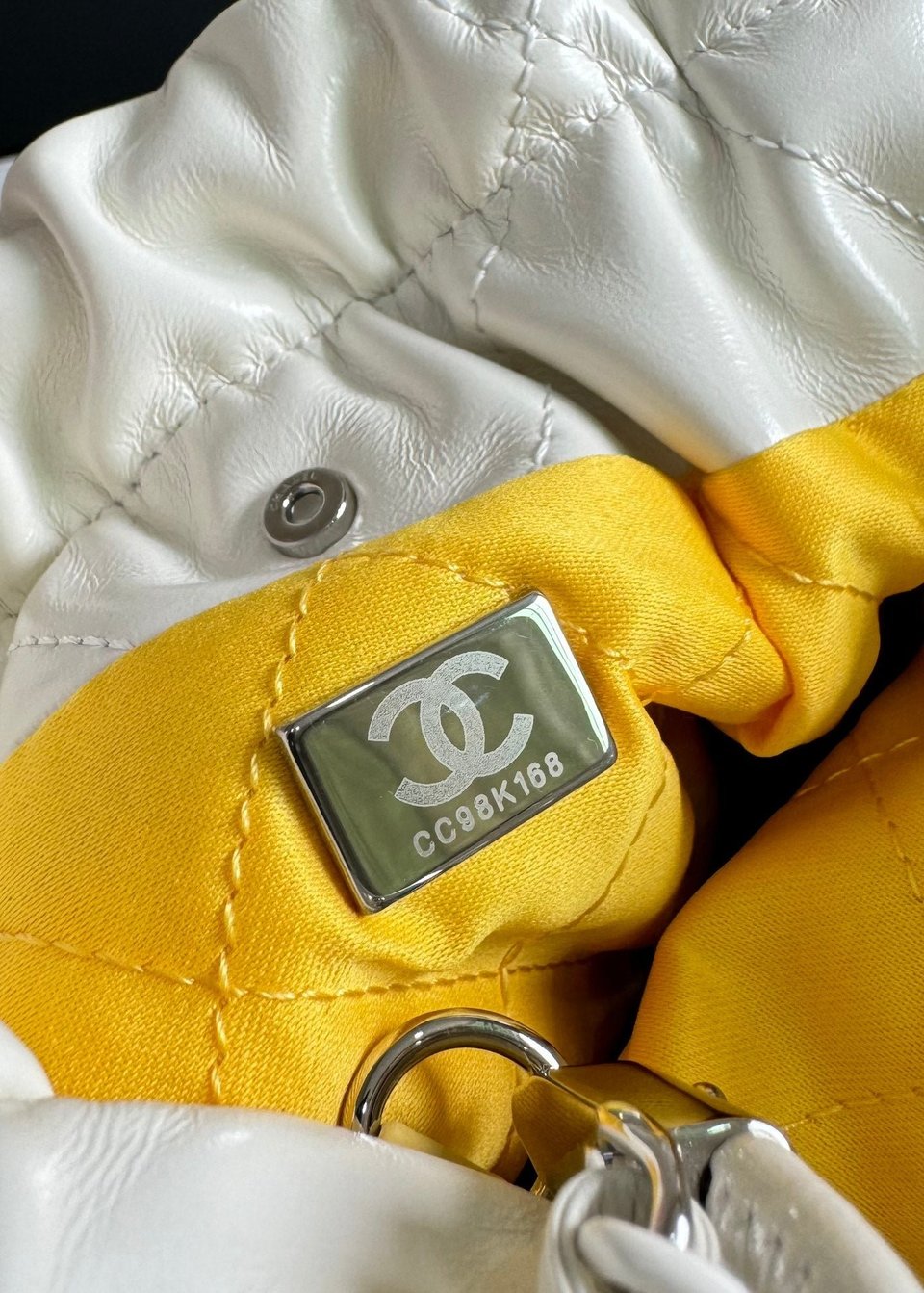 Chanel Hobo Mini 20Cm Yellow White Lambskin view 5