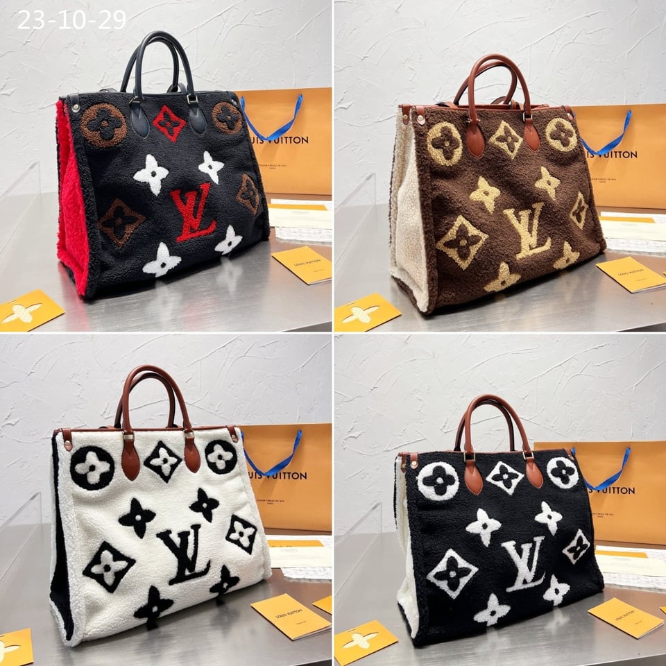 Louis Vuitton Onthego Monogram Teddy Fleece Black And White 40Cm view 4