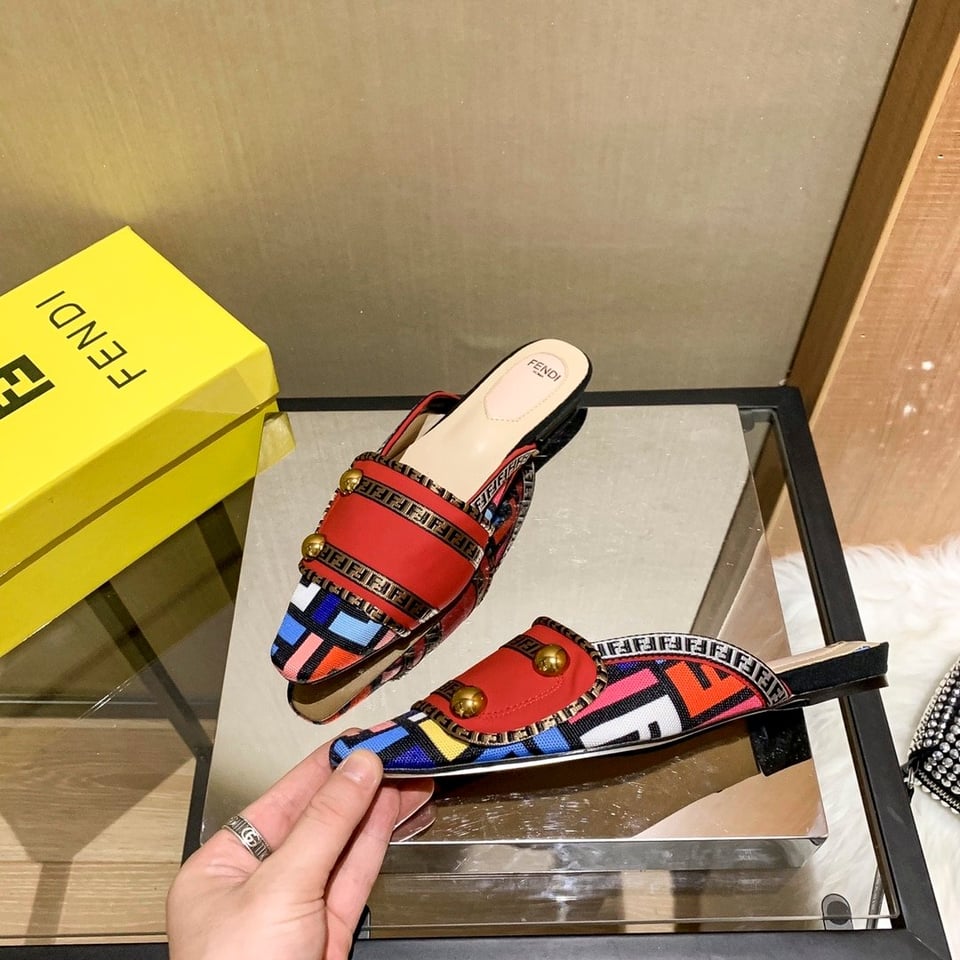 Fendi Flat Loafers Ff White Strap Red view 8