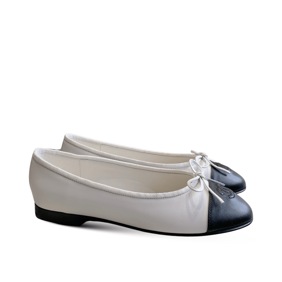 Chanel Cambon Leather Ballet Flats White For Women view 2