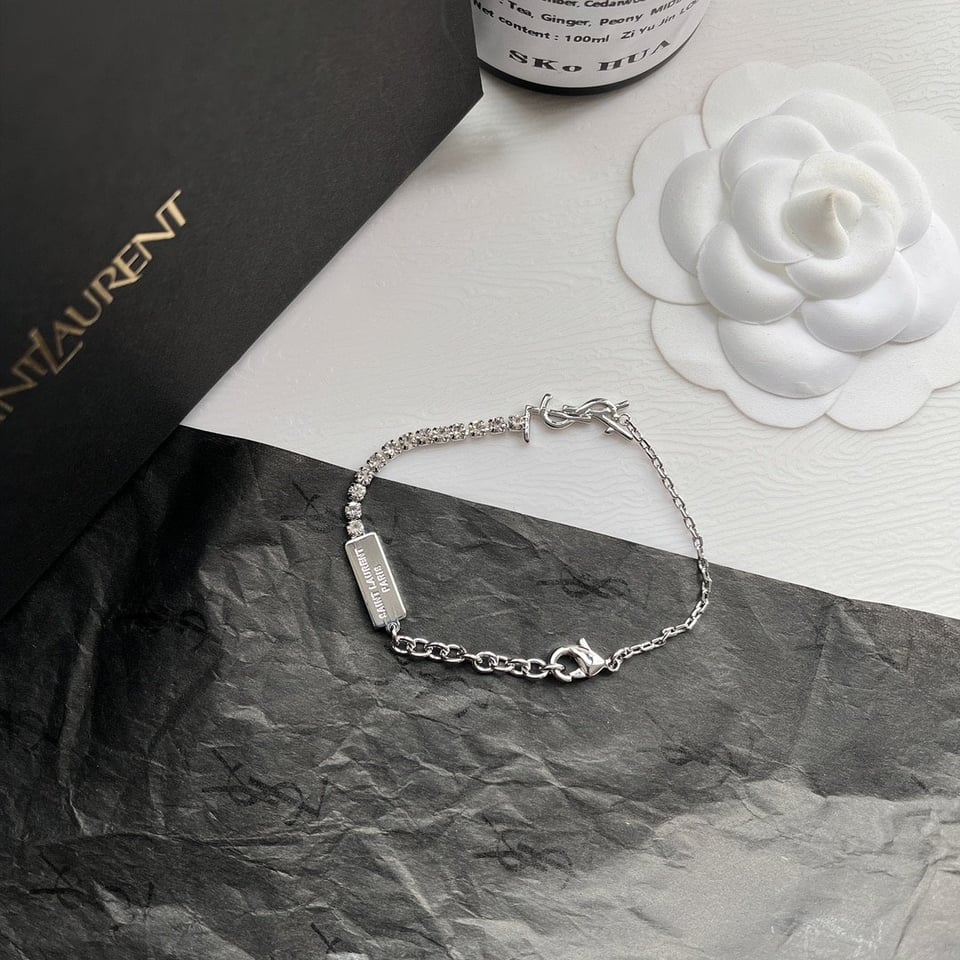 Saint Laurent Cassandre Charm Bracelet Palladium 712345Y15268162 view 2