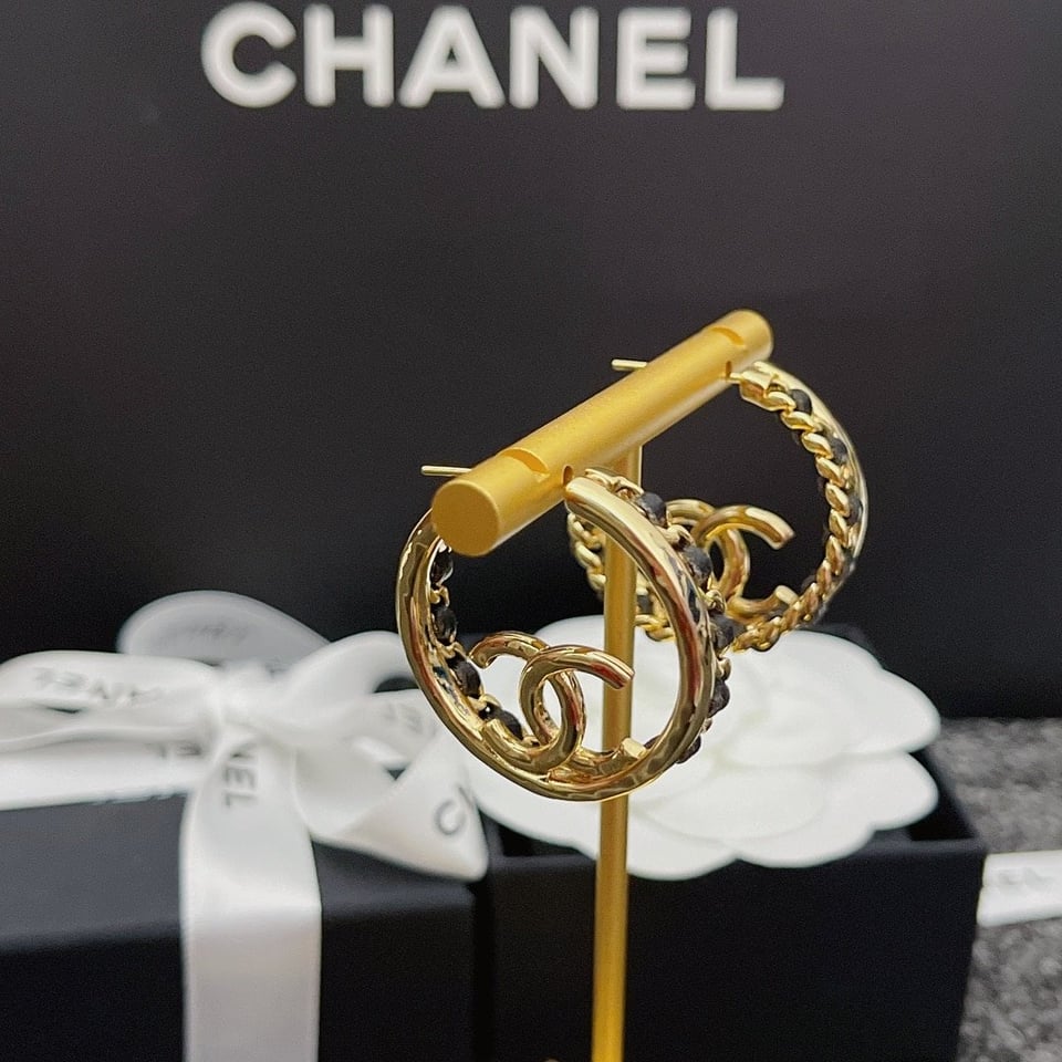 Chanel Gold Toned Metal With Cc Logo Earrings view 5