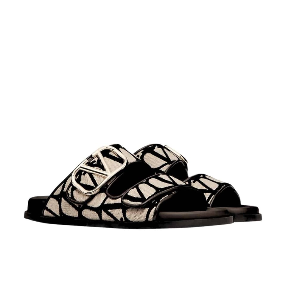 Valentino Garavani Vlogo Toile Iconographe Sandal Brown view 2