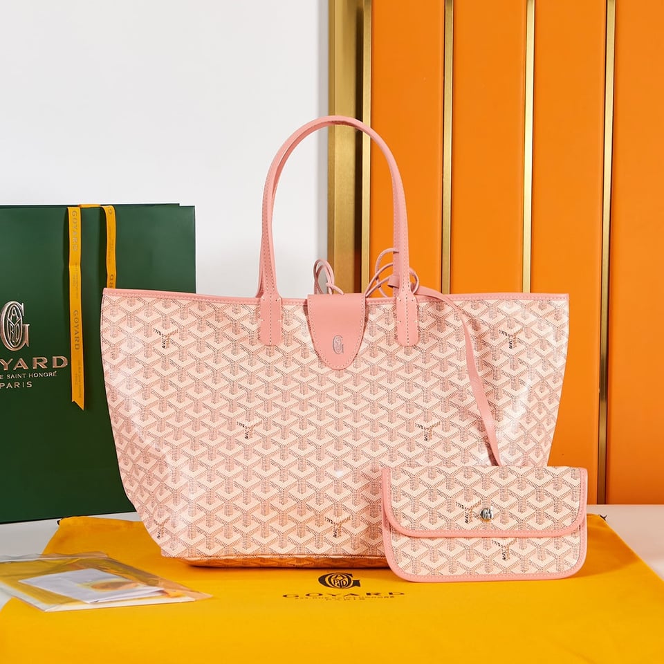 Goyard Saint Louis Pm 34Cm Pink Canvas Chevroches Calfskin