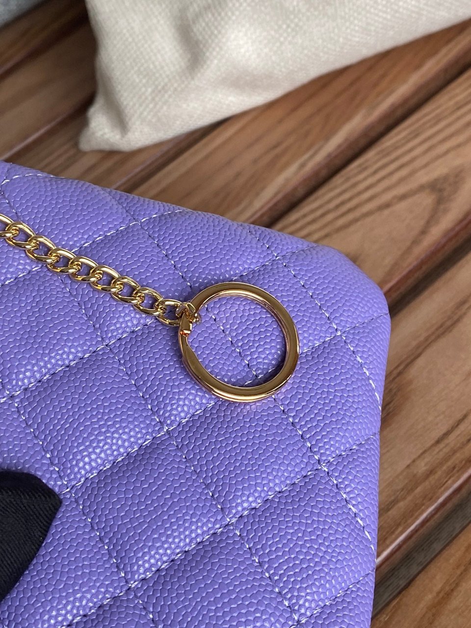 Chanel Zipped Wallet 14Cm Purple Caviar Gold Hardware view 8