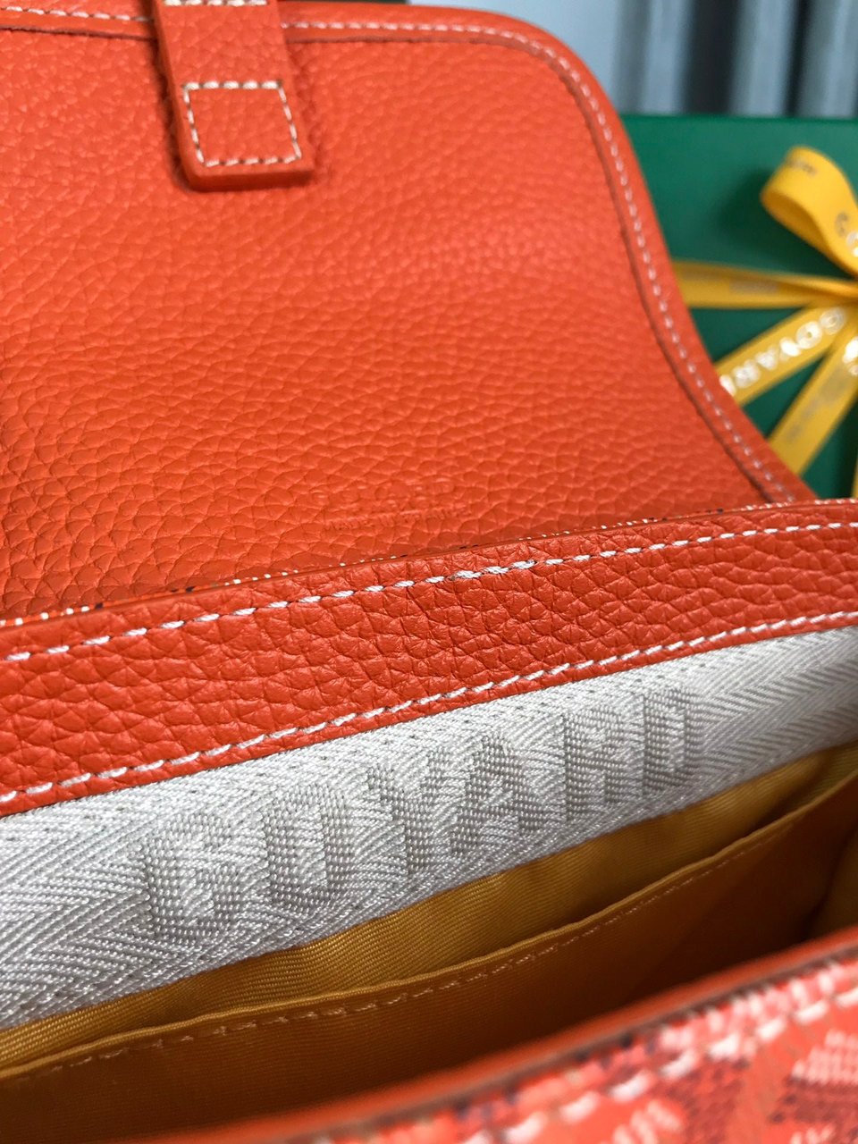 Goyard Grand Bleu 16 Cm Orange Goyardine Canvas And Lambskin view 3