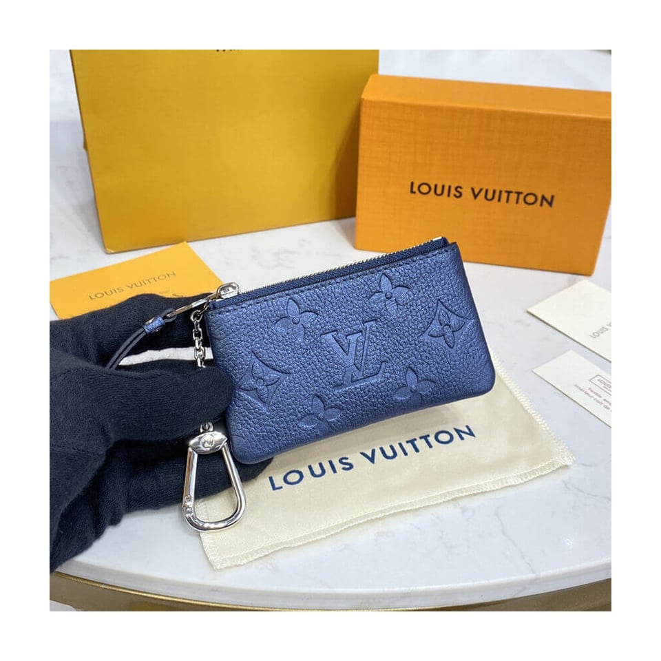 Louis Vuitton Monogram Empreinte Leather Key Pouch Navy Nacre view 3