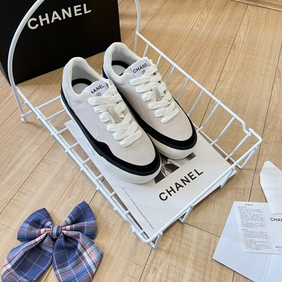 Chanel Suede Leather Runners White view 10