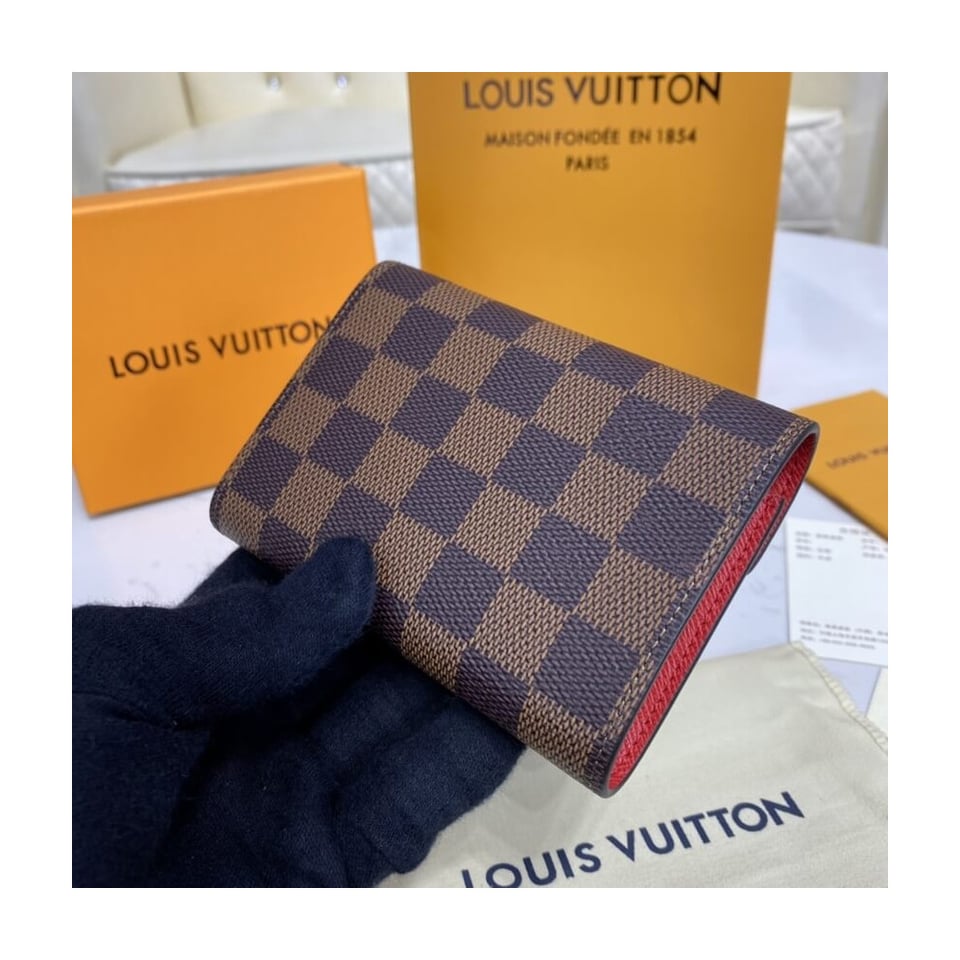 Louis Vuitton Damier Ebene Victorine Wallet Red view 4