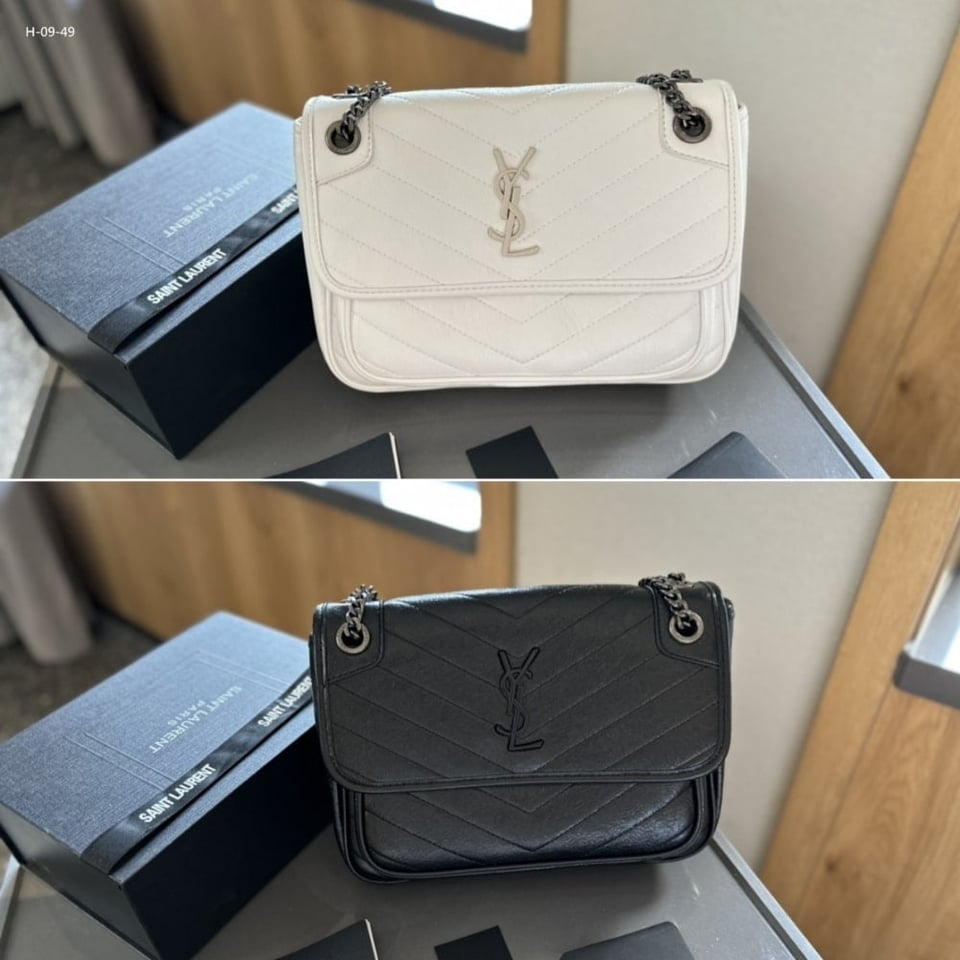 Saint Laurent Niki Medium In Vintage Leather White 28Cm view 4