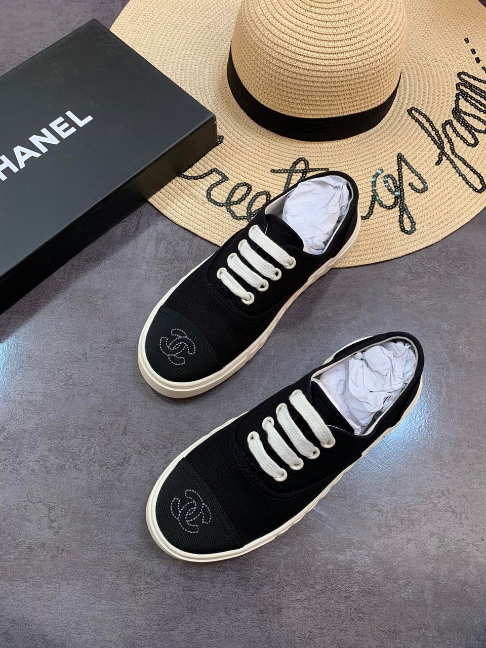 Chanel Cc Sneakers Canvas Mix In Black view 7