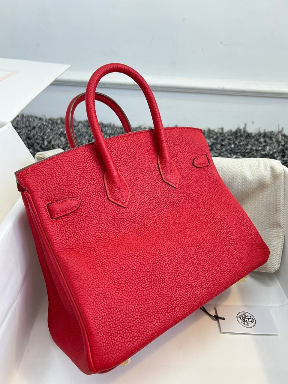 Hermes Birkin 25Cm Red Togo Leather Gold Hardware view 4