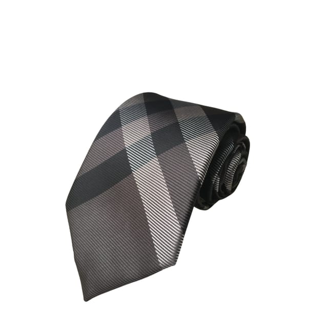 Burberry Gray Nova Check Silk Tie For Men