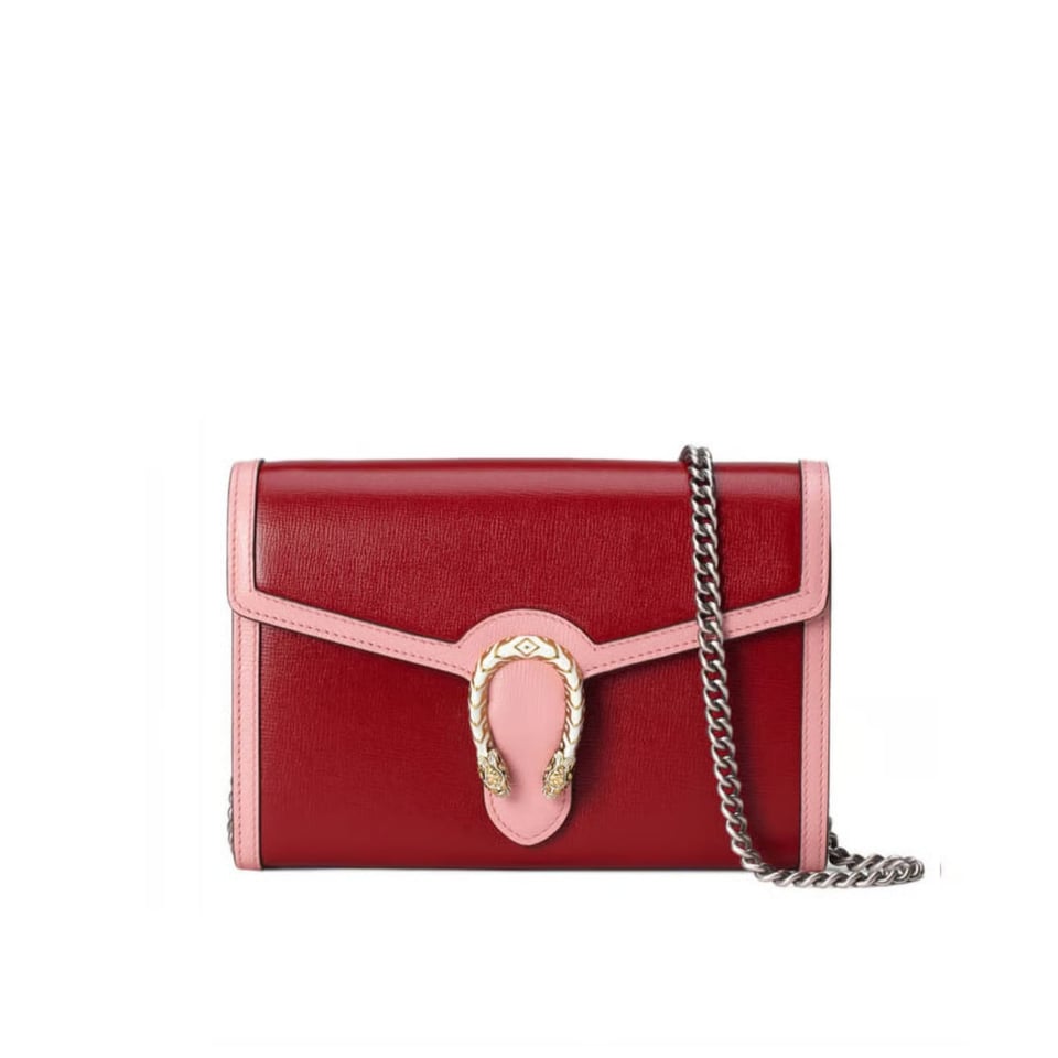 Gucci Dionysus Mini Chain Bag in Red and Pink Leather 20cm view 2