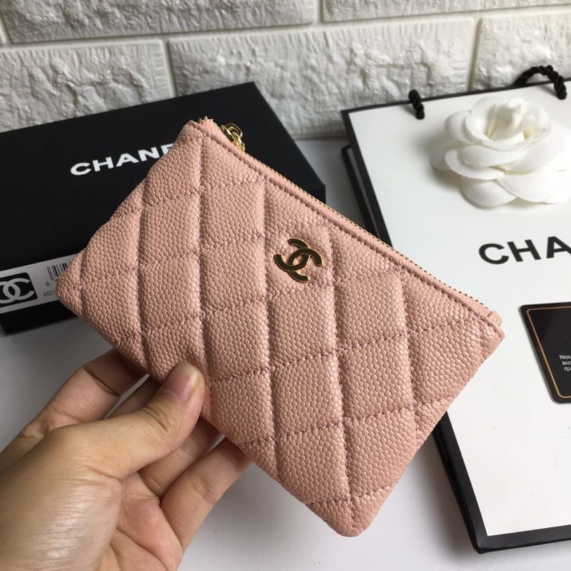 Chanel Classic Small Zipped Pouch 15 Pale Pink Calfskin Gold Icon view 4