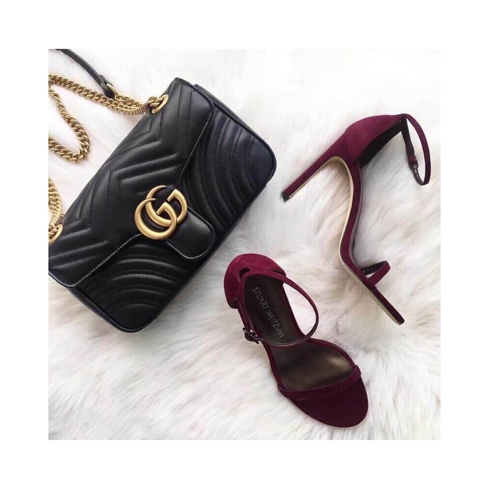 Gucci GG Marmont Matelasse Chevron Leather Small Shoulder Bag Black view 7
