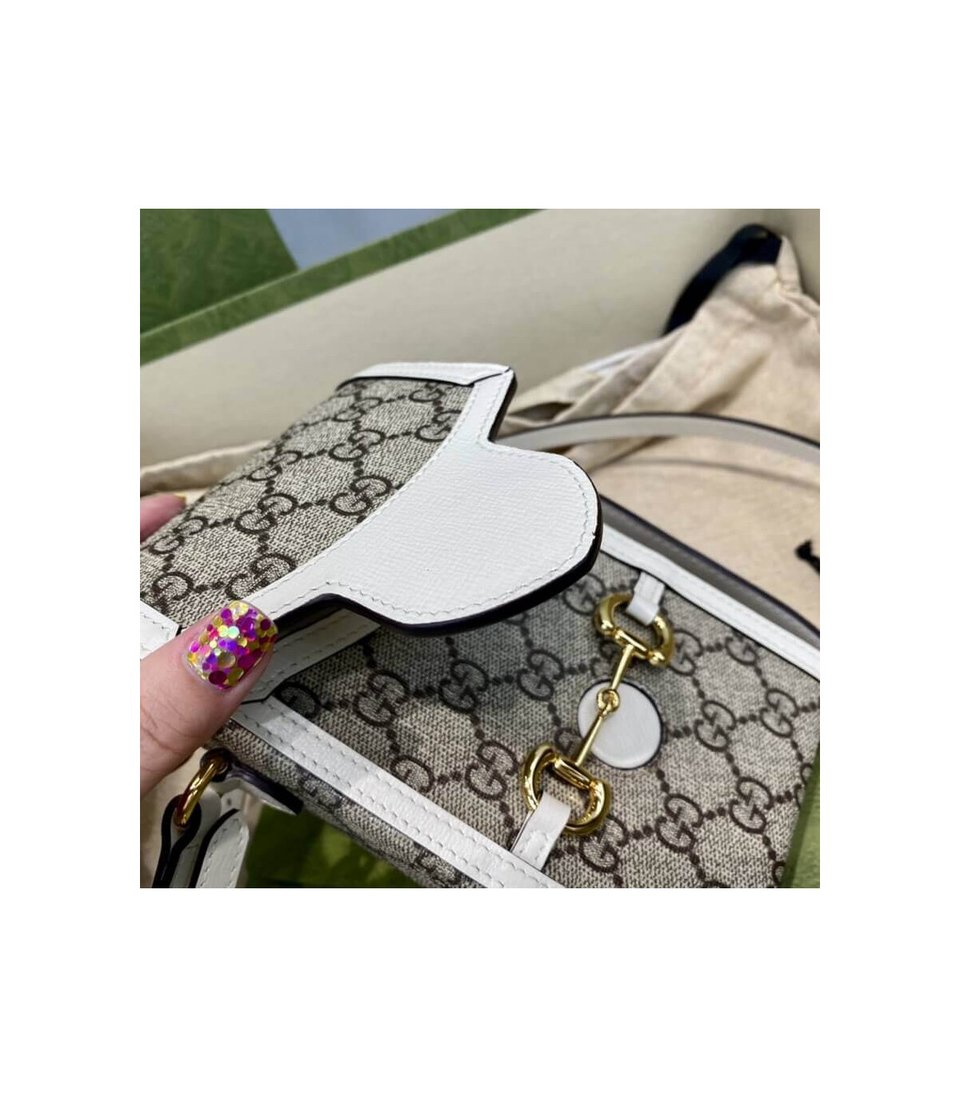 Gucci GG Supreme Horsebit 1955 Mini Bag White view 13