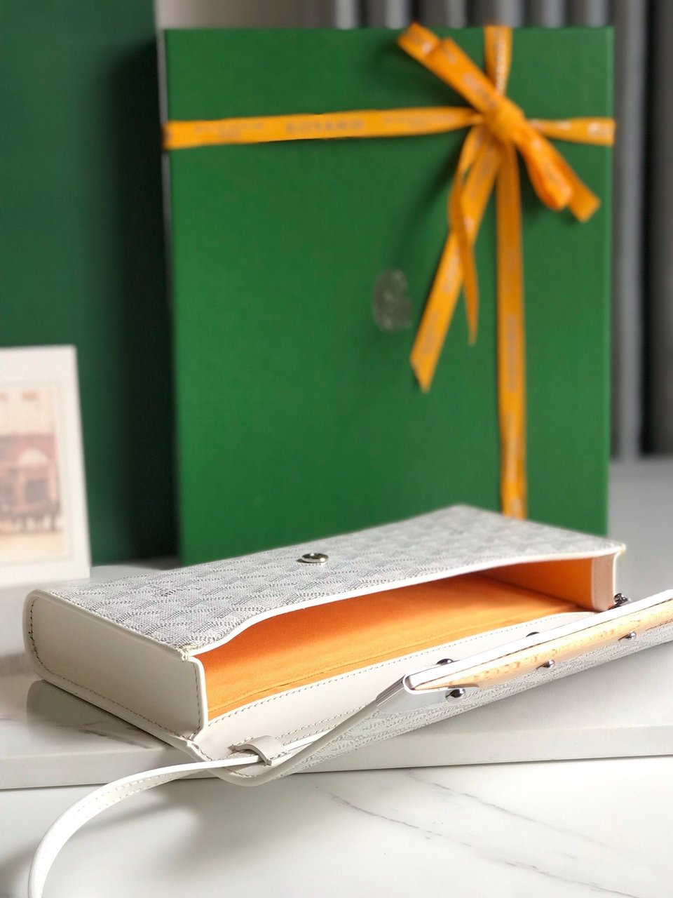 Goyard Monte-Carlo Pm Clutch 25 Cm White Goyardine Canvas view 3