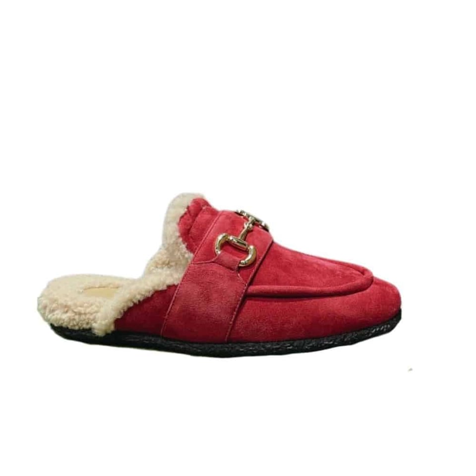 Gucci Women’S Mule With Horsebit Suede Leather Red view 2