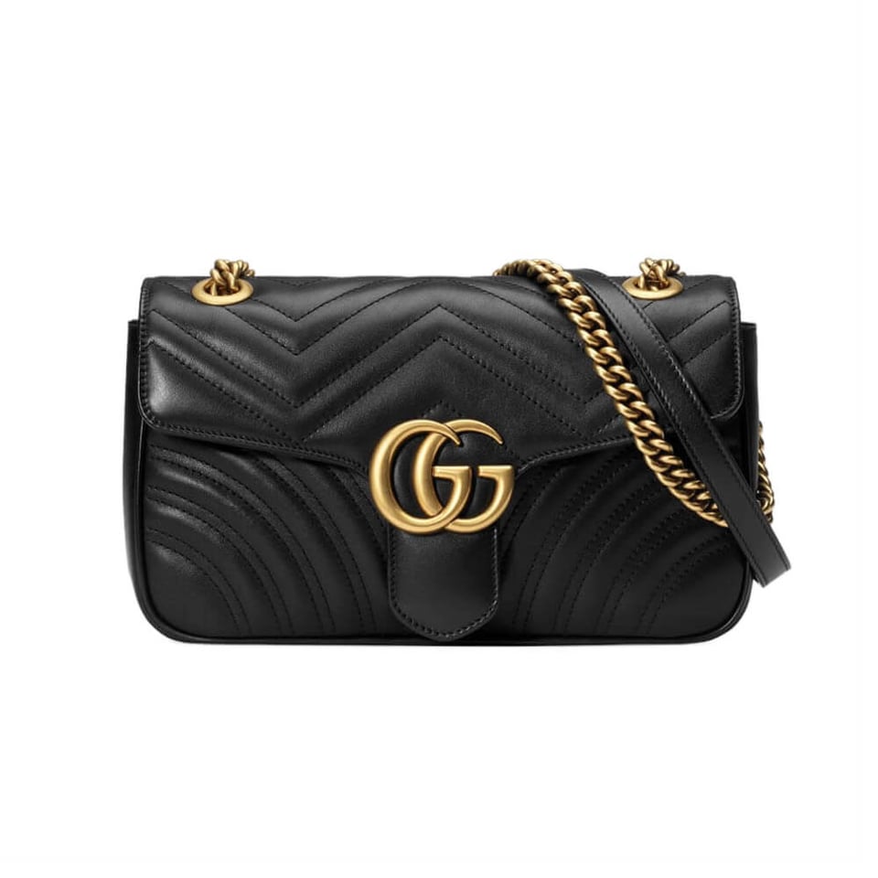 Gucci GG Marmont Matelasse Chevron Leather Small Shoulder Bag Black view 2
