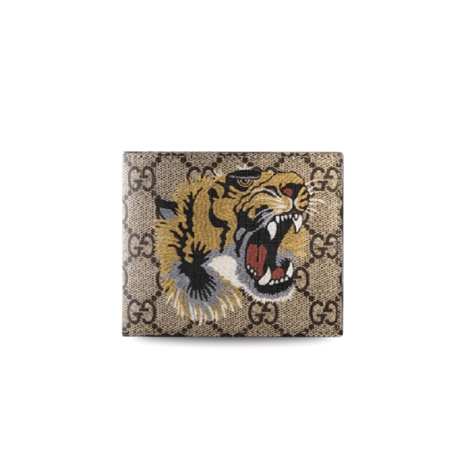 Gucci Tiger Print GG Supreme Bi-Fold 11cm/4.3in For Men