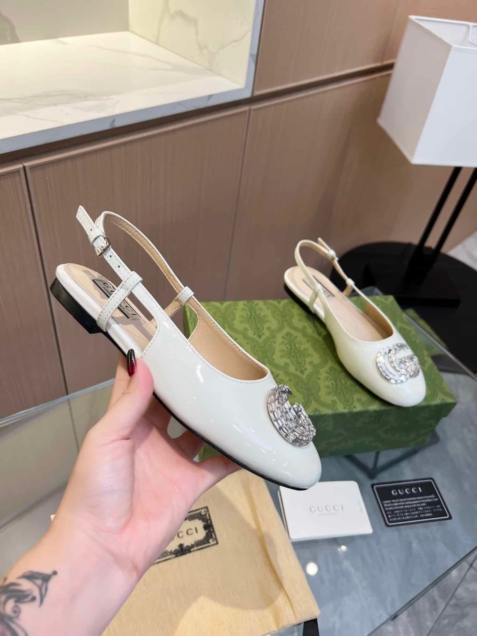 Gucci Gg Crystal Slingback White view 4