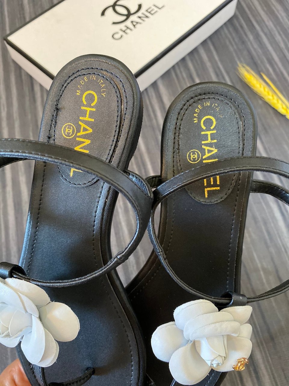 Chanel Jelly White Rubber Camellia Cc Logo Sandals Black view 6