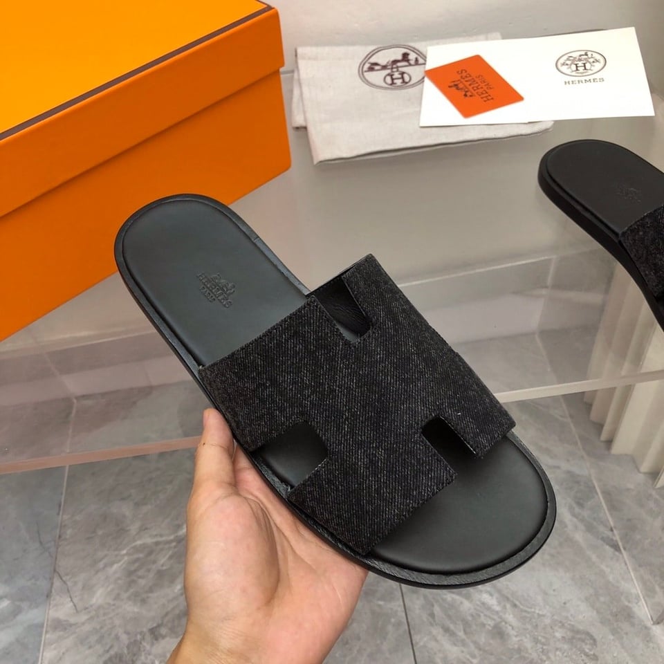 Hermes Izmir Sandal Noir Denim view 3