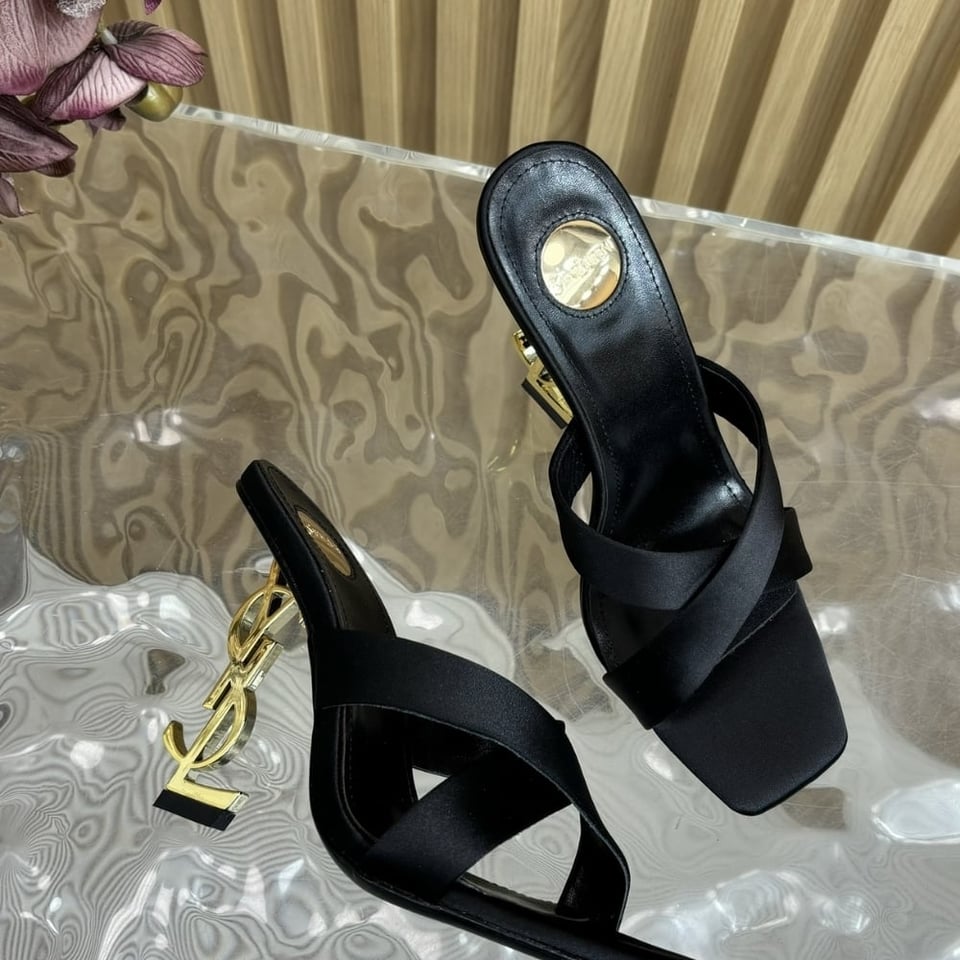 Saint Laurent Opyum Mules In Satin Crepe Black 8189319Qab11000 view 3