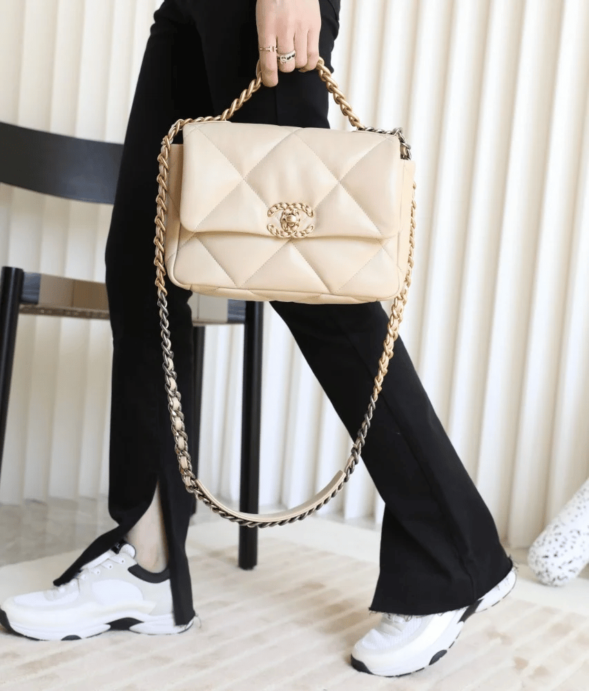 Chanel 19 Flap Bag Beige 30cm view 3