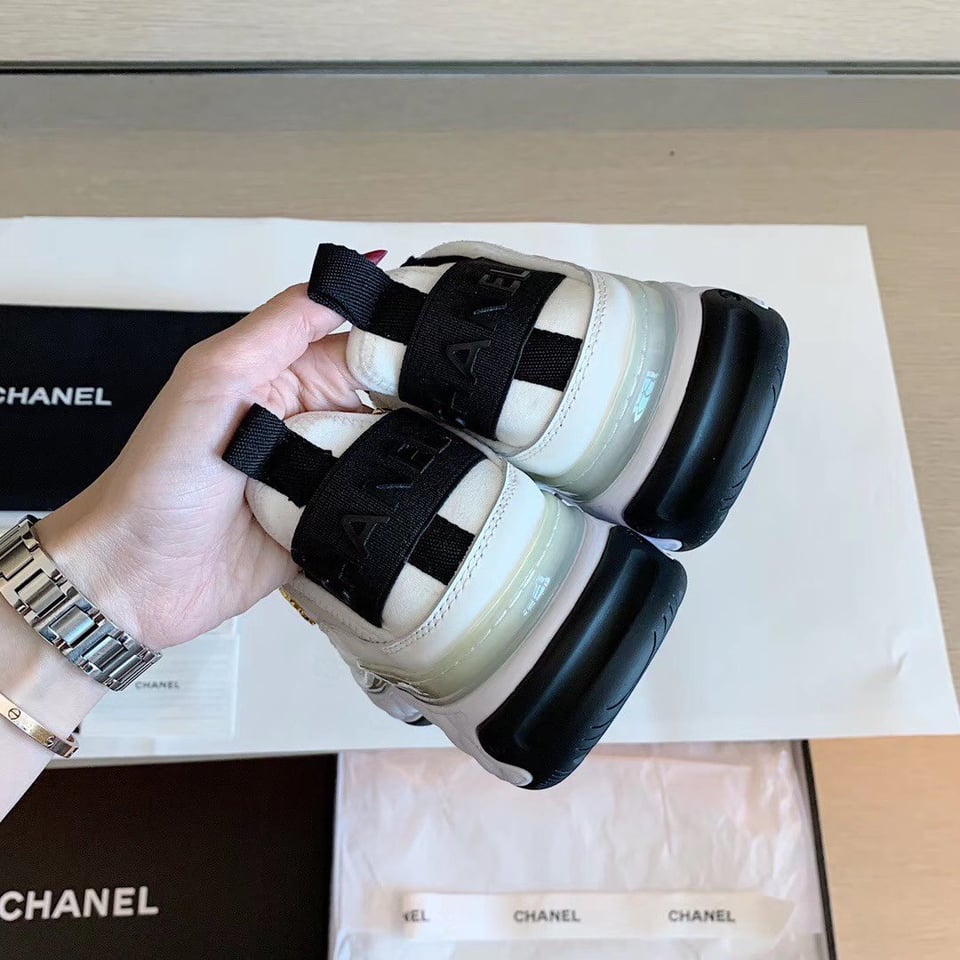 Chanel Velvet Sneakers Ivory And Black G35617 view 9