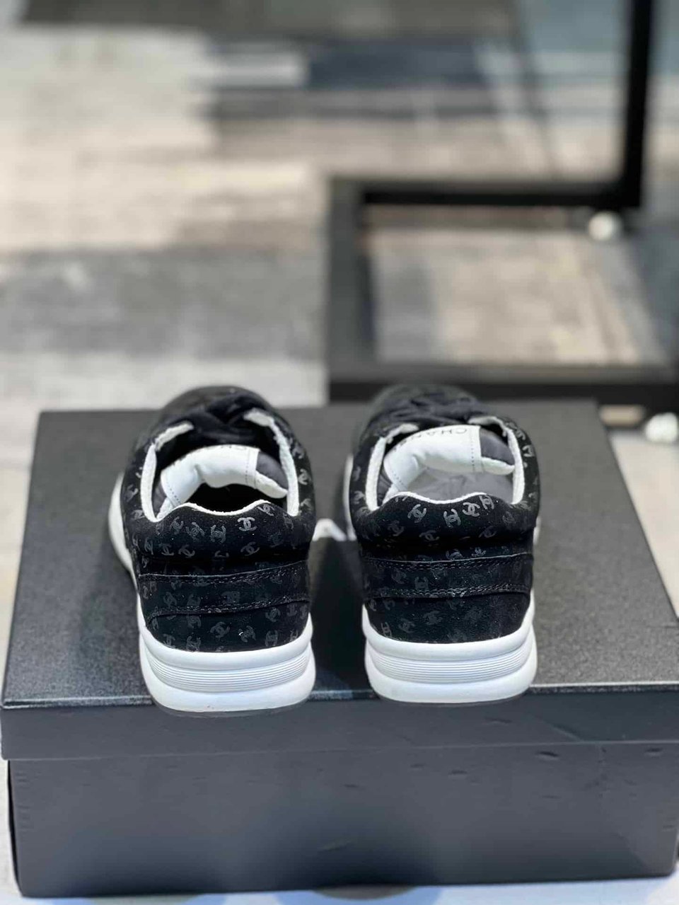 Chanel Cc Embossed Logo Suede Black view 2