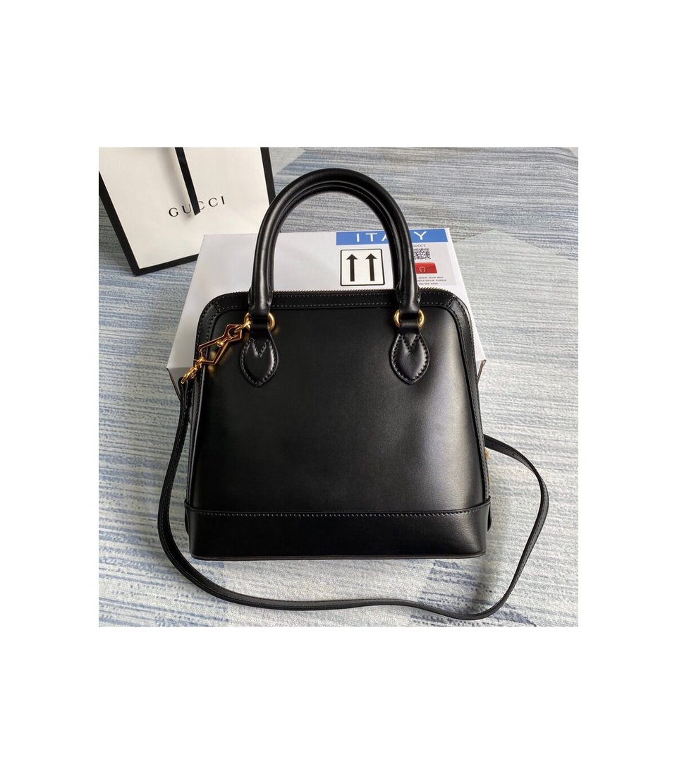 Gucci Horsebit 1955 Small Top Handle Bag in Black Leather view 4