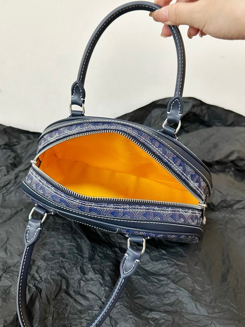 Goyard Goya Bowling Ball Small Navy Blue Canvas 27cm view 10