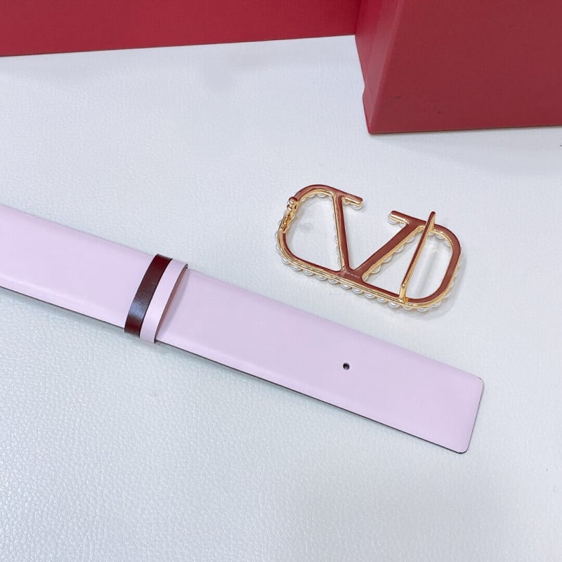 Valentino Vlogo Signature Reversible Belt In Shiny Calfskin With Pearls 40 mm view 11