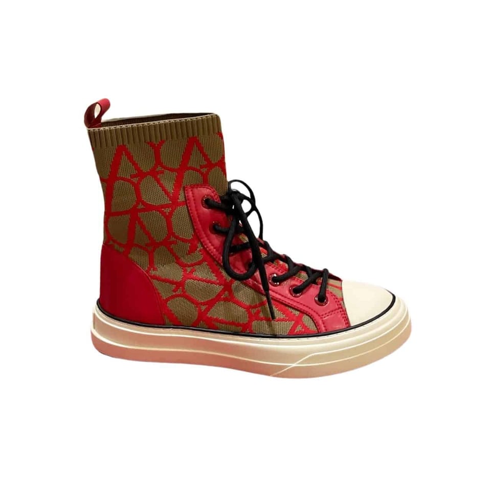 Valentino Garavani Toile Iconographe Socks Sneakers Red view 2