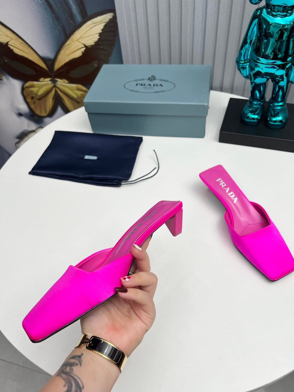 Prada Leather Mules Pink view 5