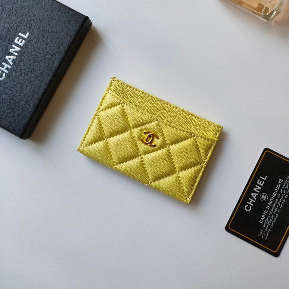 Chanel Card Holder 11.2 Lemon Grained Calfskin Gold Icon