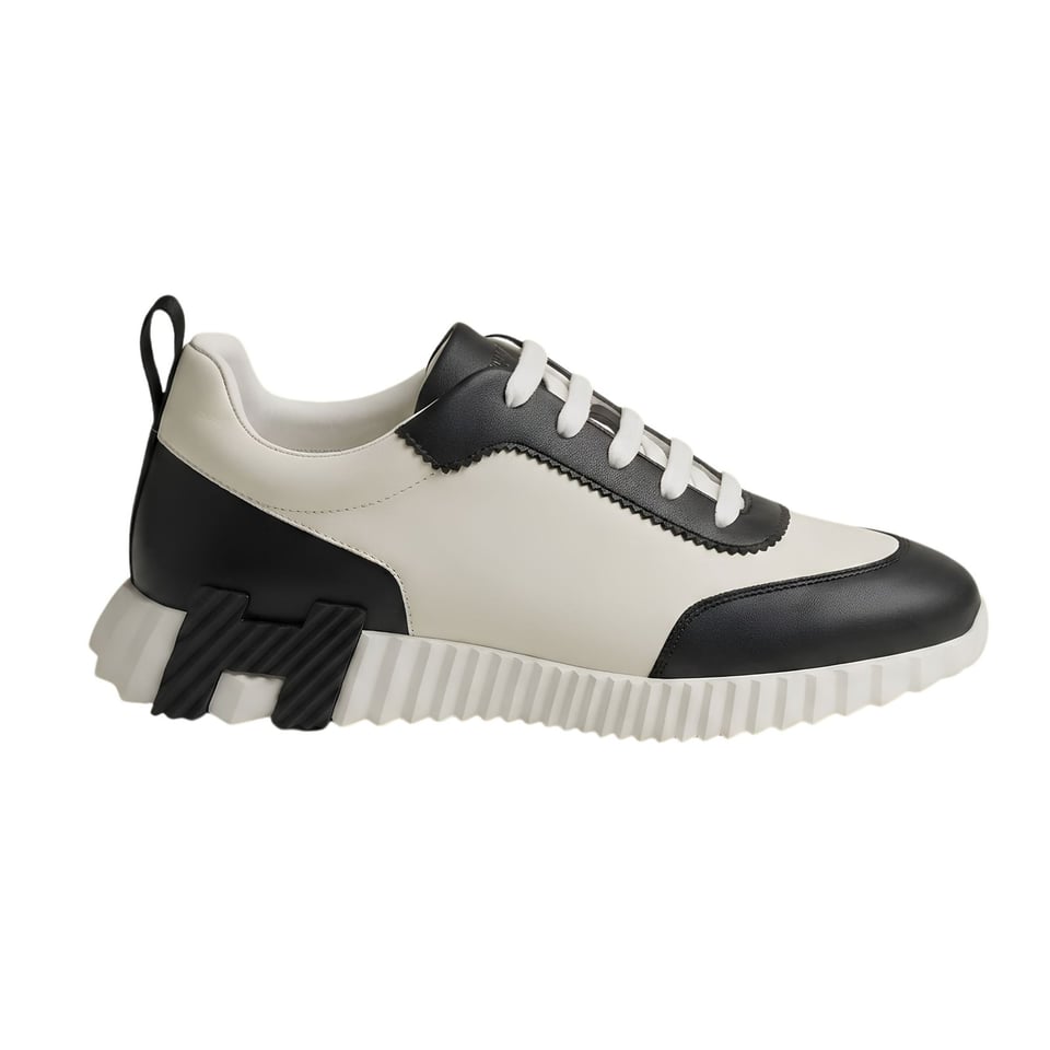 Hermes Bouncing Sneakers Blanc And Black Color Goatskin H242810ZH90390